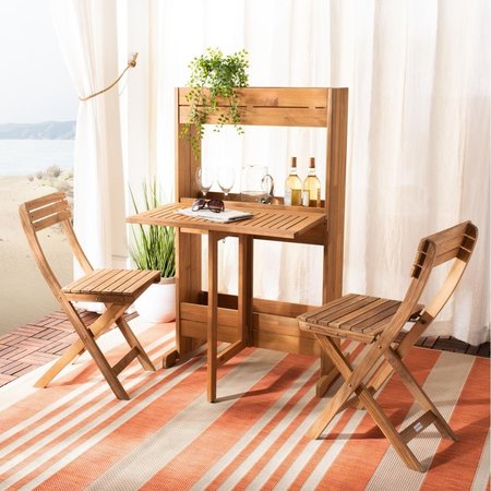 SAFAVIEH Barley Flower Shelf Bistro Set; Natural - 3 Piece PAT7047A